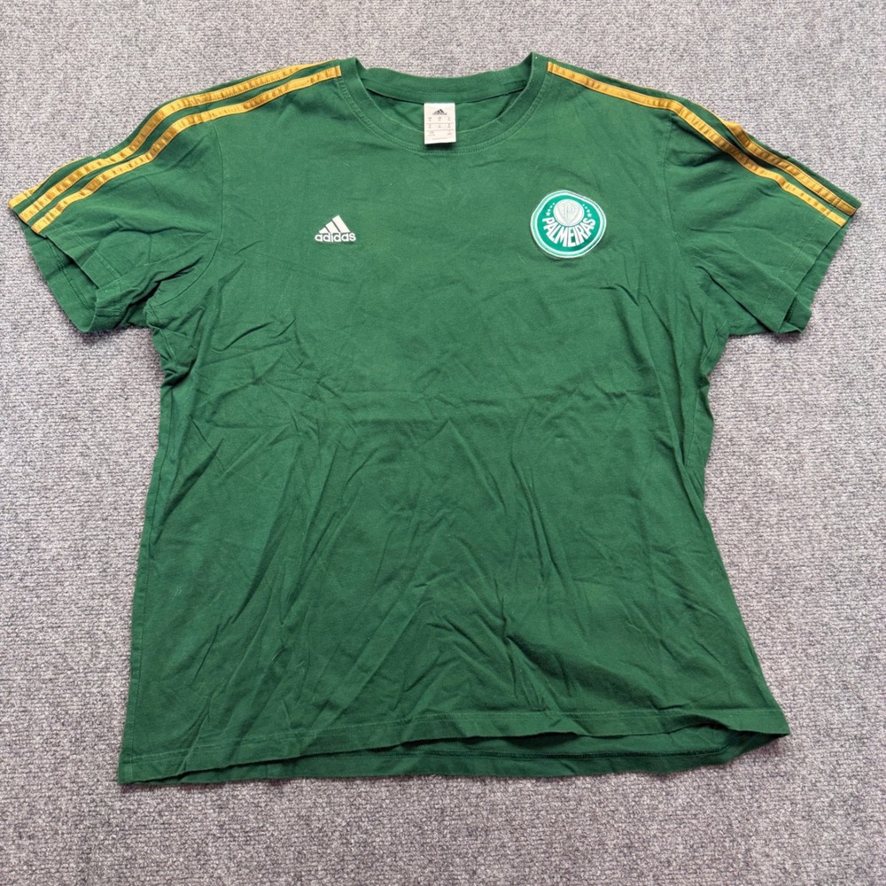 Adidas Palmeiras Soccer Club Green Graphic T-Shirt Mens XL Brazilian Football
